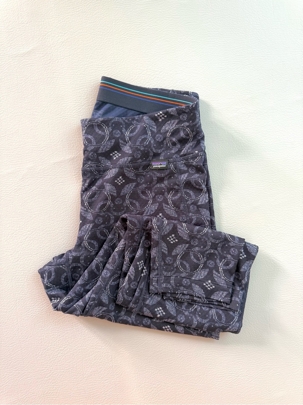 Patagonia Women's Capilene Midweight Pants Leggings Blue Geometric Print - Small